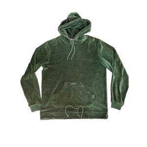 10 DEEP Men's Green Emerald Velour Open Bottom Hoodie Sz S